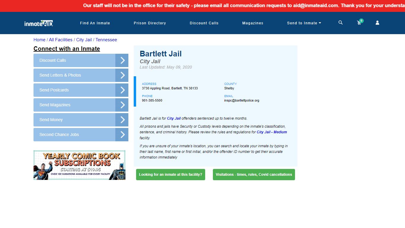 Bartlett Jail | Inmate Locator