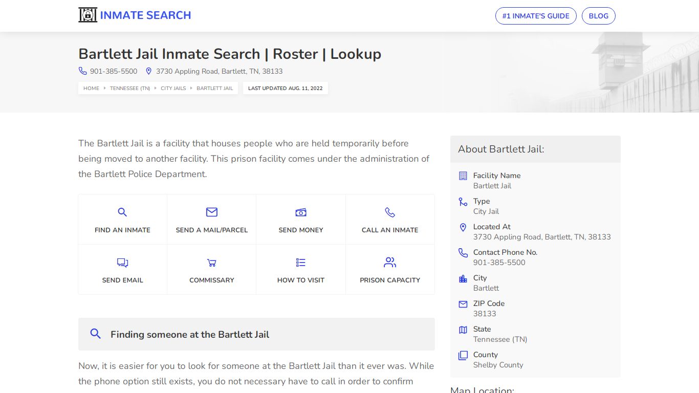 Bartlett Jail Inmate Search | Roster | Lookup