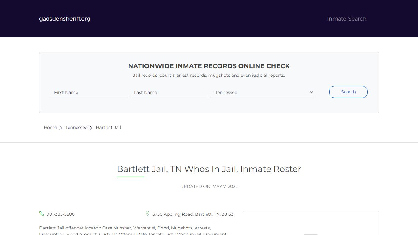 Bartlett Jail, TN Whos In Jail, Inmate Roster